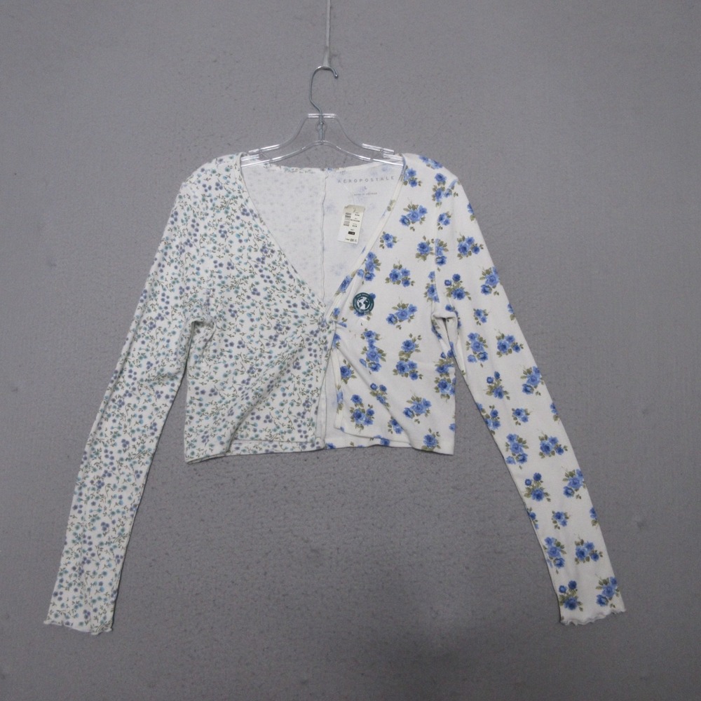 Aeropostale Top Large Floral Waffle Knit Organic Cotton Ditsy Boho Festival NWT